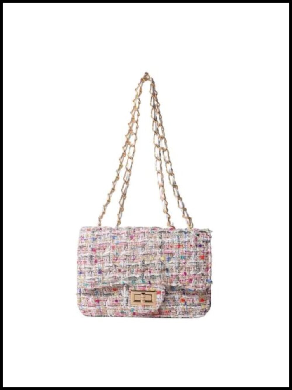 Women's Tweed Plaid Square Bag Large Capacity Quilted Woven Shoulder Tote Clutch